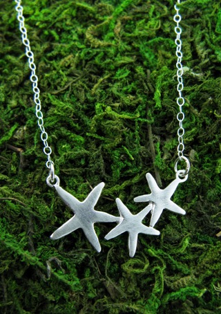 Silver Starfish Cluster Necklace