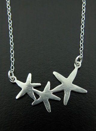 Silver Starfish Cluster Necklace