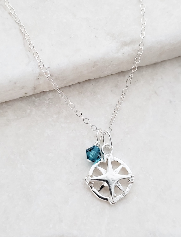 Silver Compass Necklace