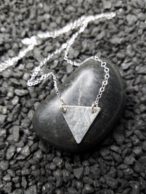 Silver Hammered Triangle Necklace