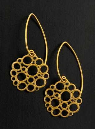 Gold Marquis Flat Bubbles Earrings