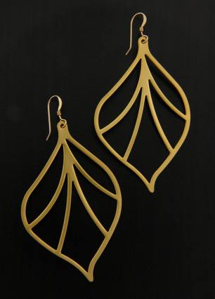 Golden Outline Leaf Earrings