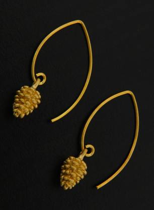 Gold Marquis Pine Cone Earrings