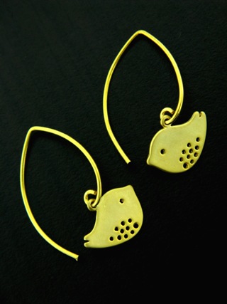 Gold Spotted Bird Marquis Earrings