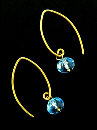 Gold Marquis Aqua Earrings