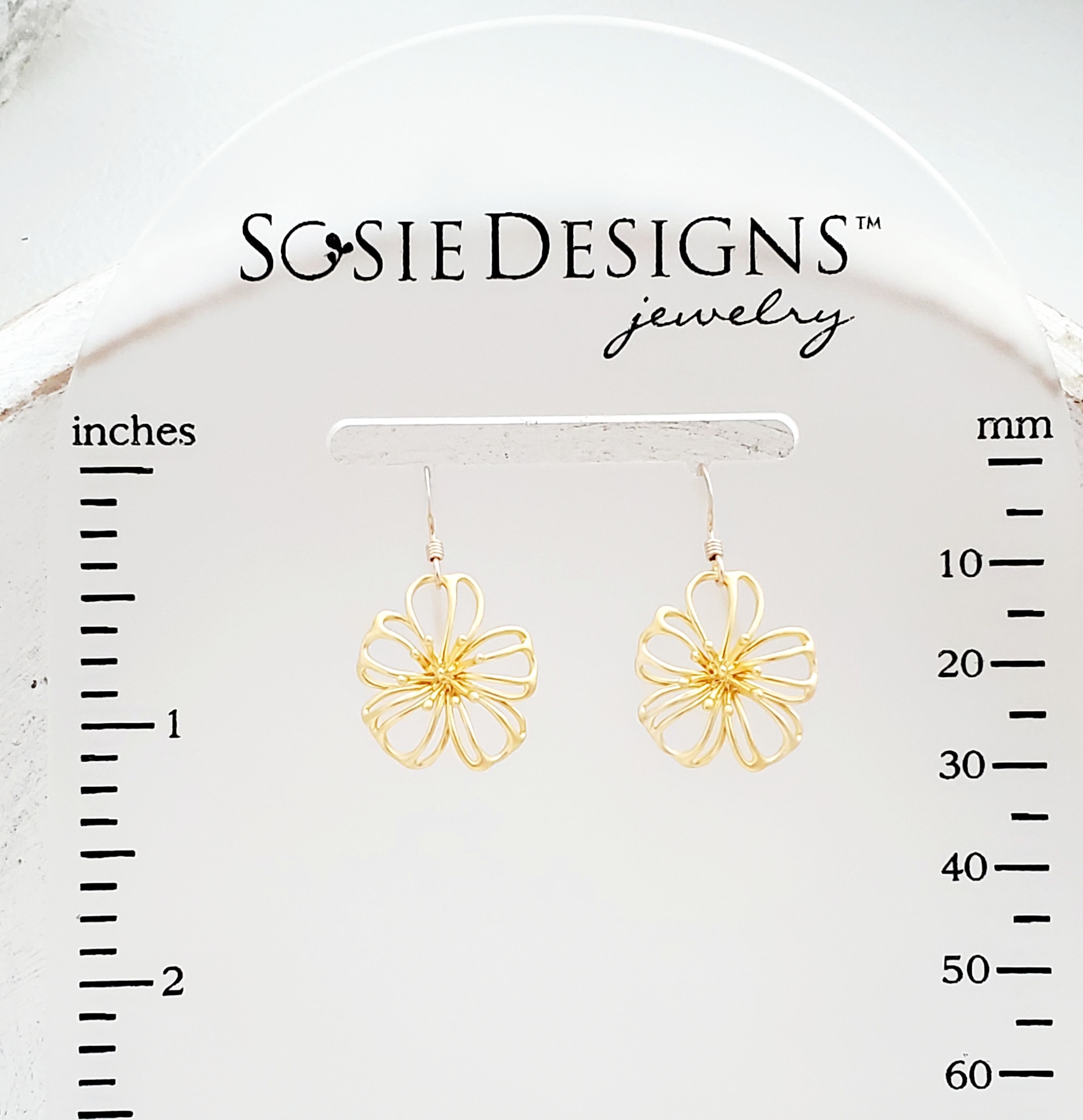 Matte Gold Exotic Flower Earrings