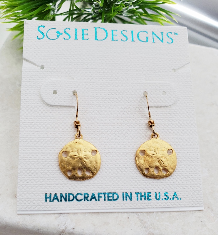 Gold Sand Dollar Earrings