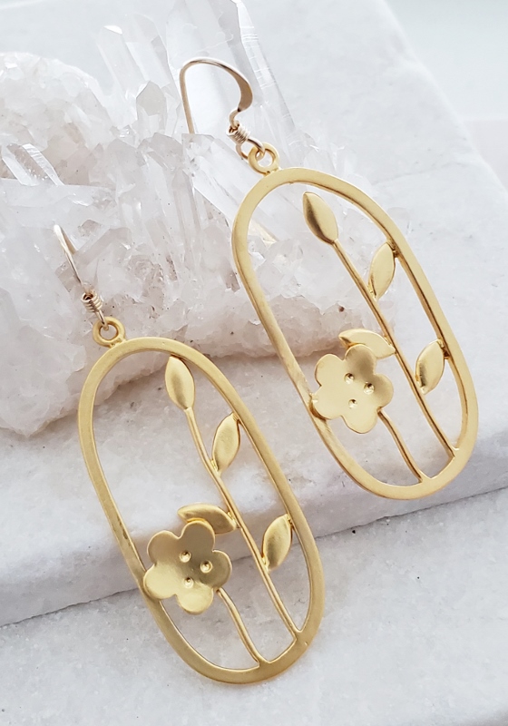 Gold Matte Garden Silhouette Earrings