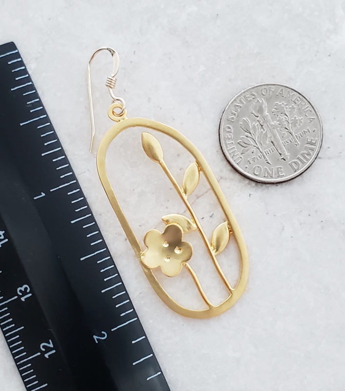 Gold Matte Garden Silhouette Earrings