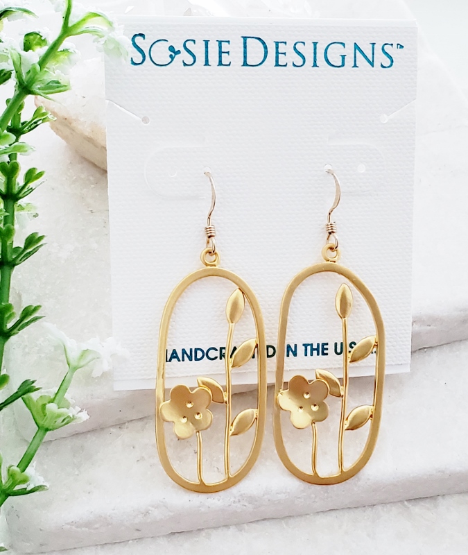Gold Matte Garden Silhouette Earrings