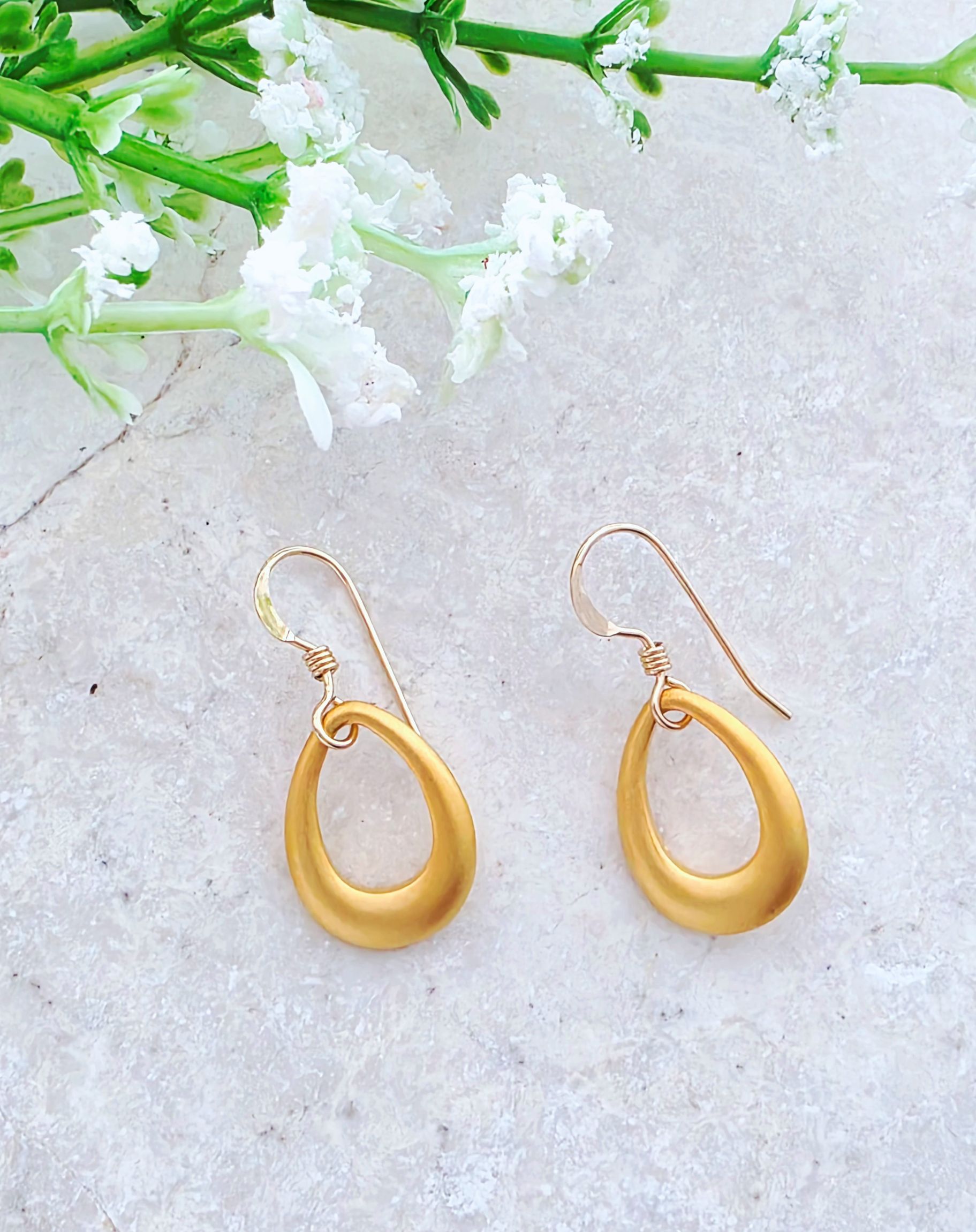 Matte Gold Open Teardrop Earrings