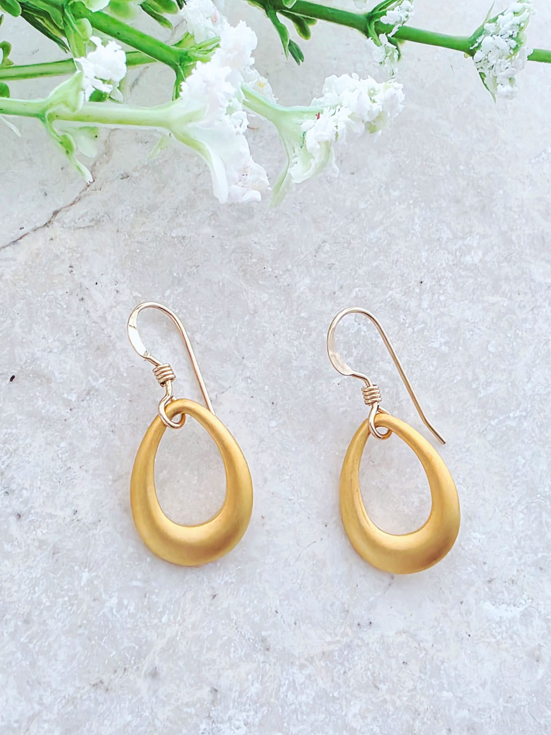 Matte Gold Open Teardrop Earrings