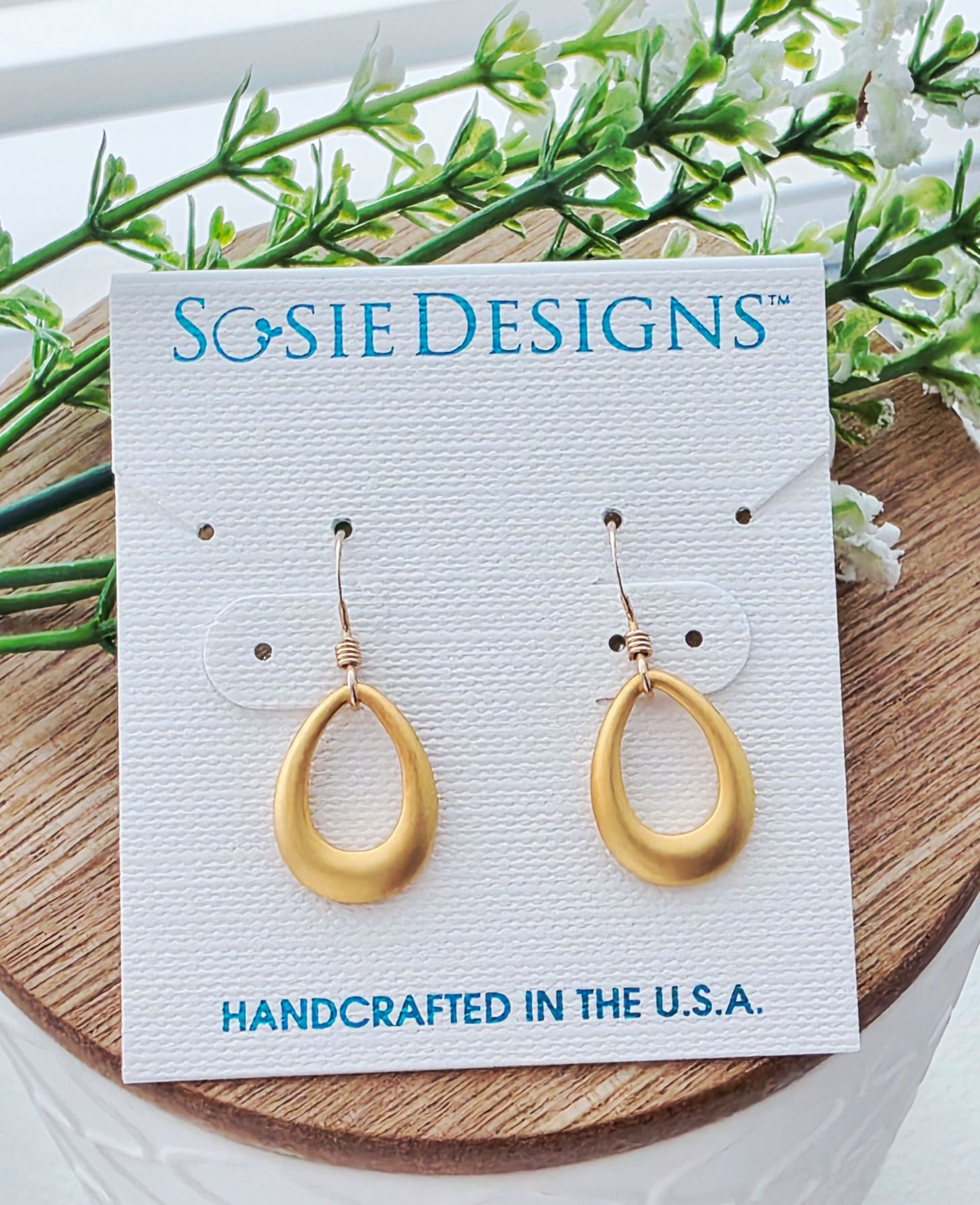 Matte Gold Open Teardrop Earrings