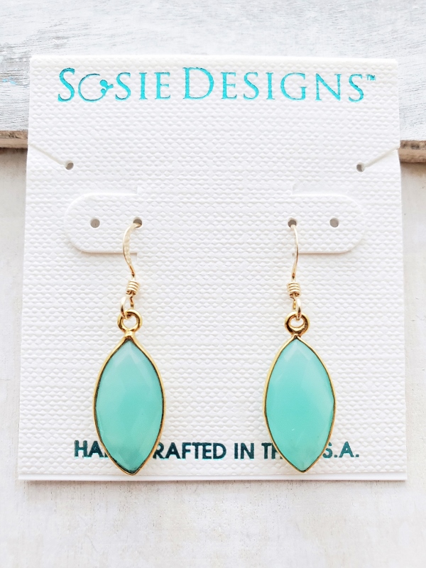 Gold Chalcedony Marquis Earrings