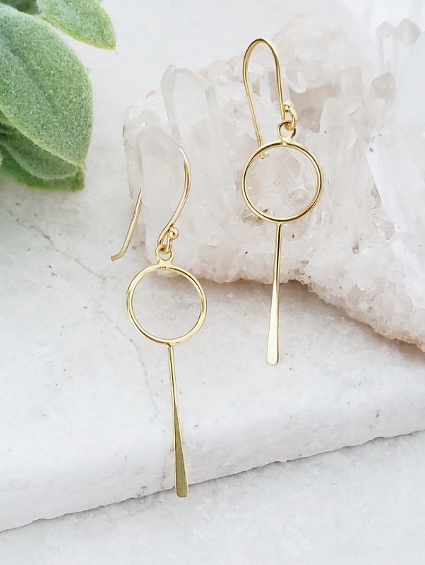 Gold Circle Paddle Earrings