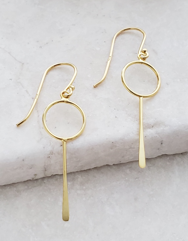 Gold Circle Paddle Earrings