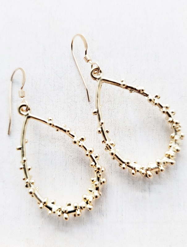 Gold Dotted Teardrop Earrings