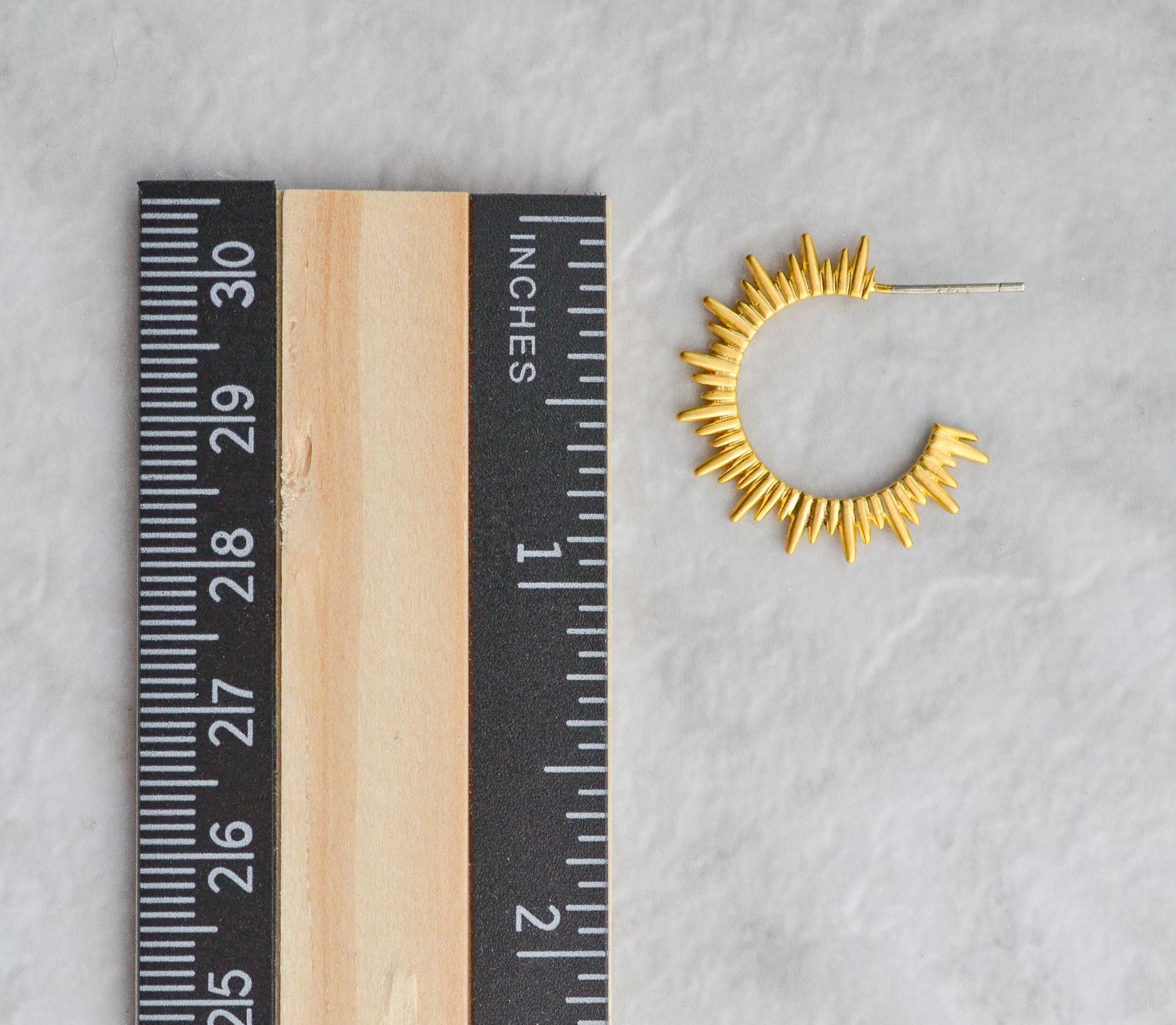 Gold Sunburst Hoop Stud Earrings