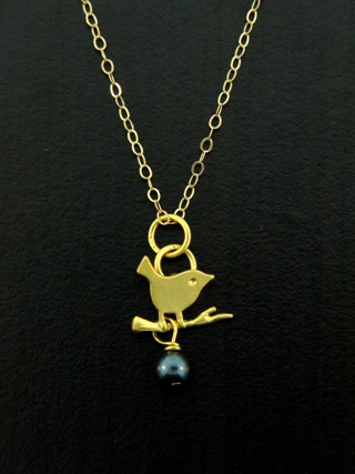 Gold Mystic Crystal Little Birdie Necklace