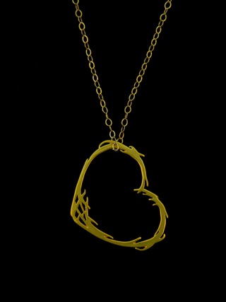 Gold Matte Floating Heart Necklace