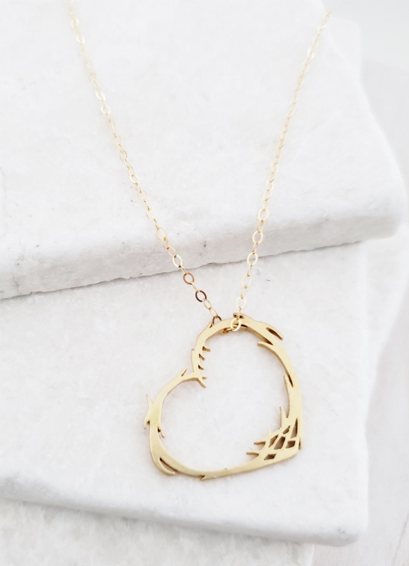 Gold Matte Floating Heart Necklace