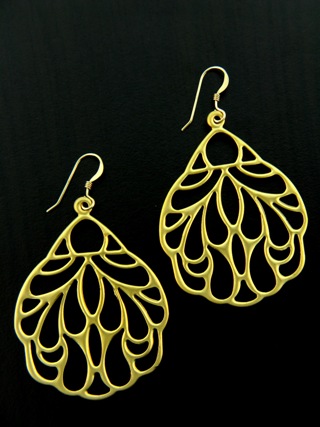 Gold Matte Peacock Earrings