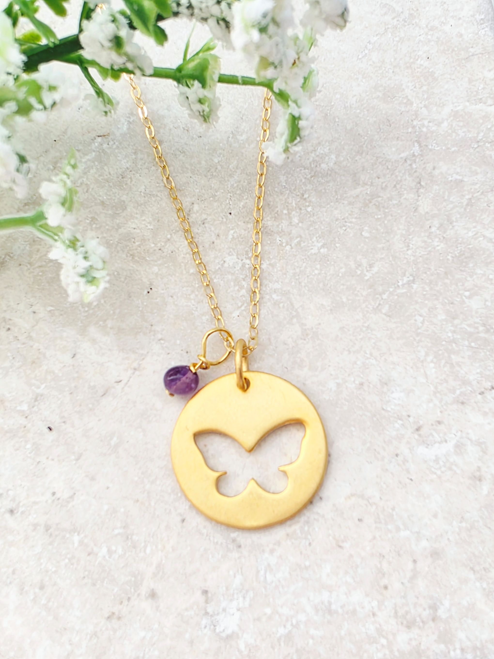 Matte Gold Silhouette Butterfly Necklace