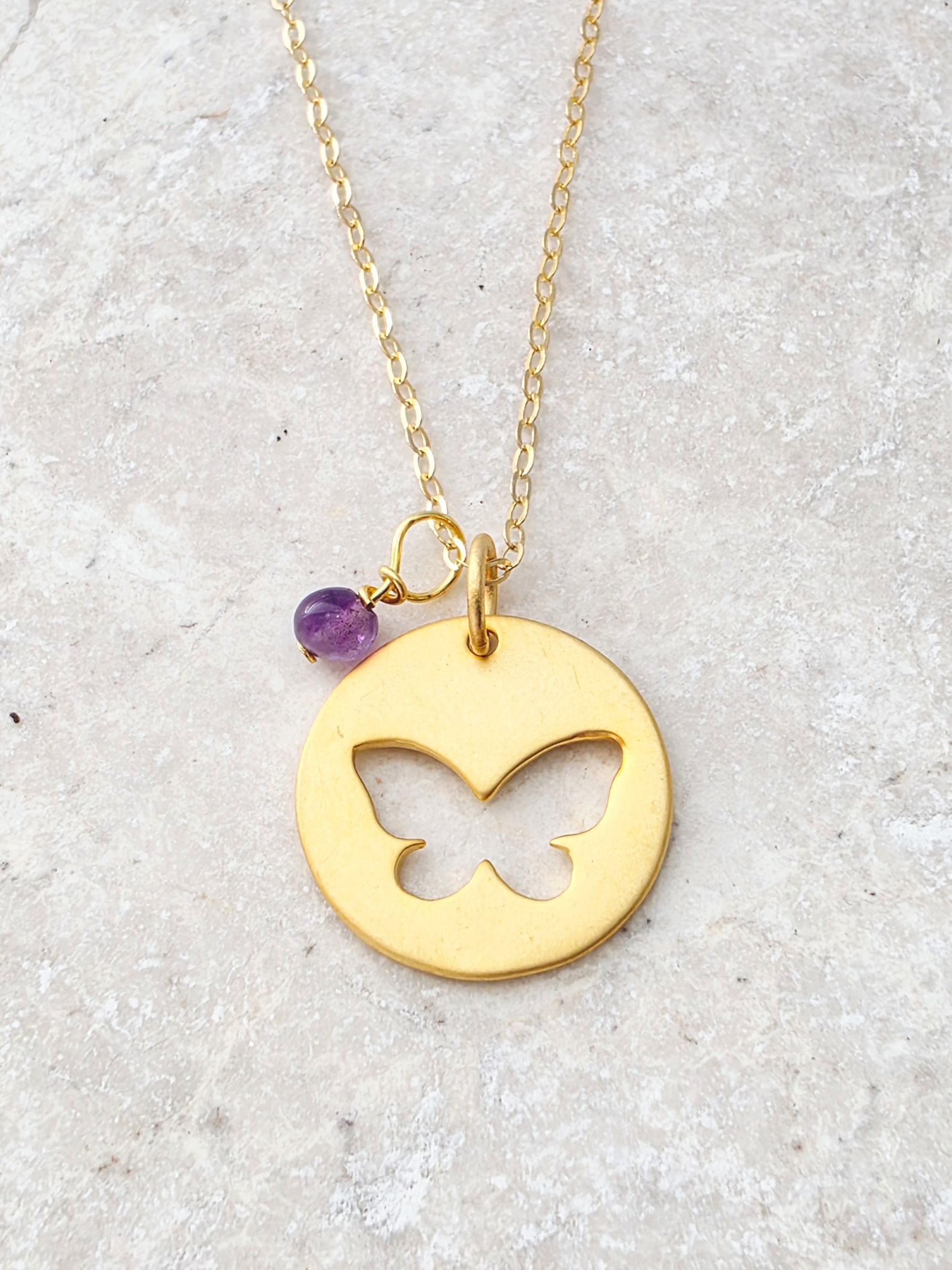 Matte Gold Silhouette Butterfly Necklace