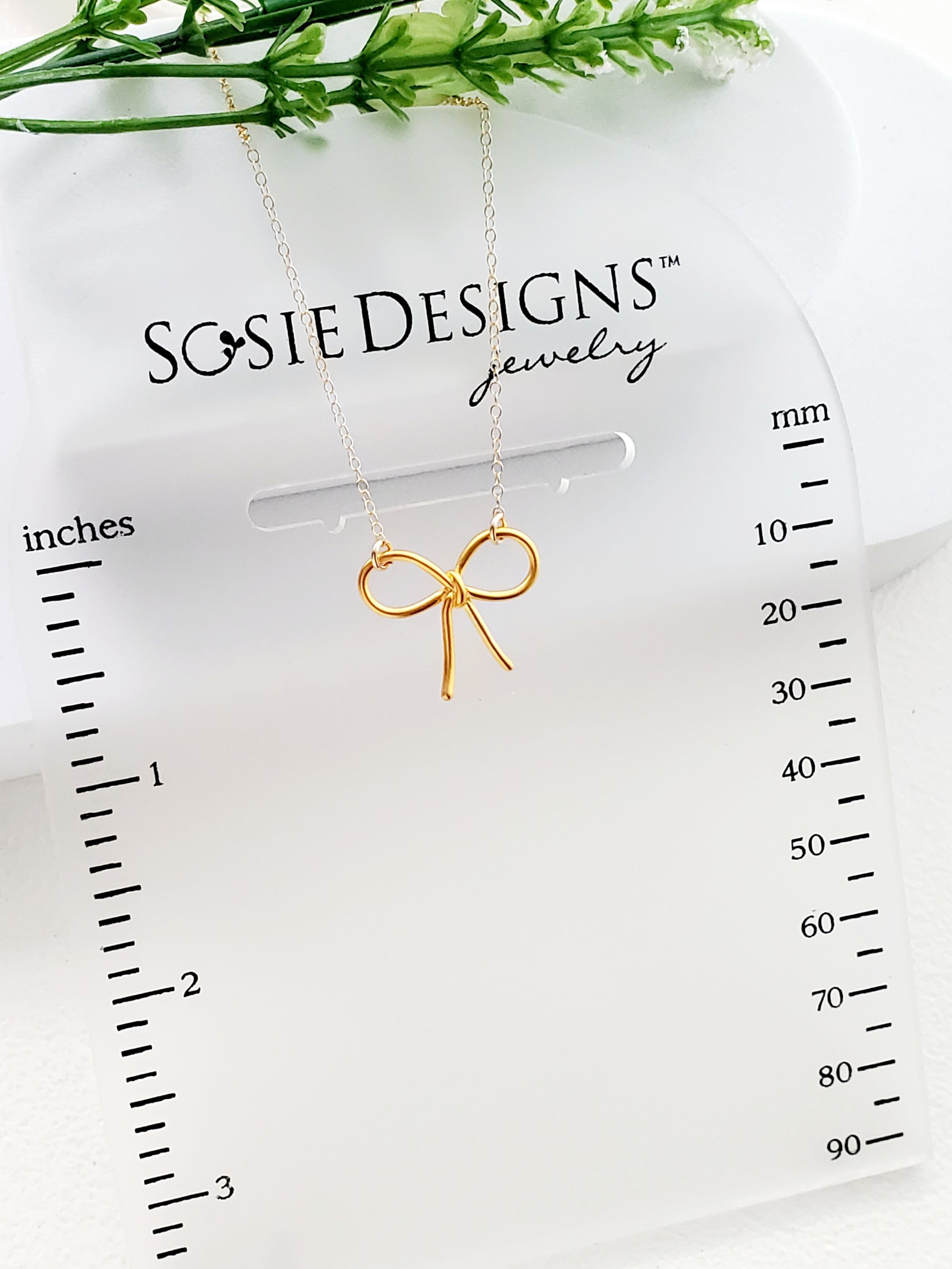 Gold Ribbon Bow Tie Necklace