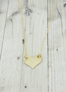 Gold Hammered Heart Necklace