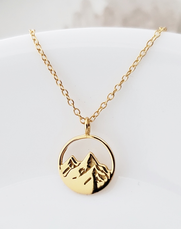 Gold Mountain Etched Necklace