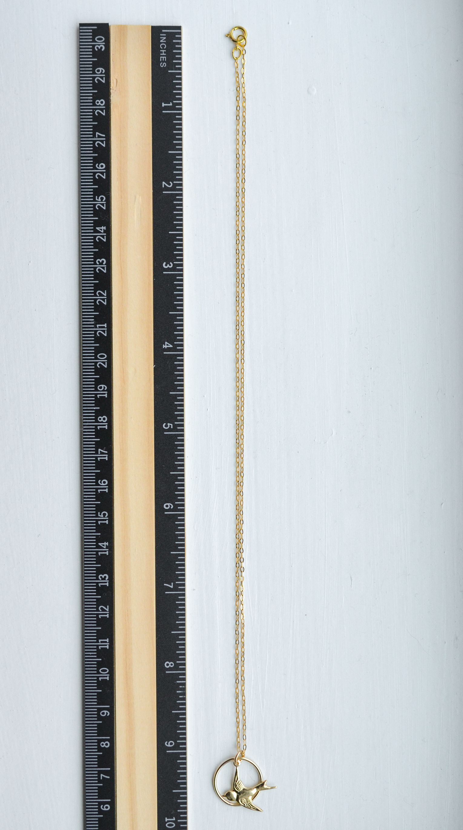 Gold Swallow Song Bird Necklace