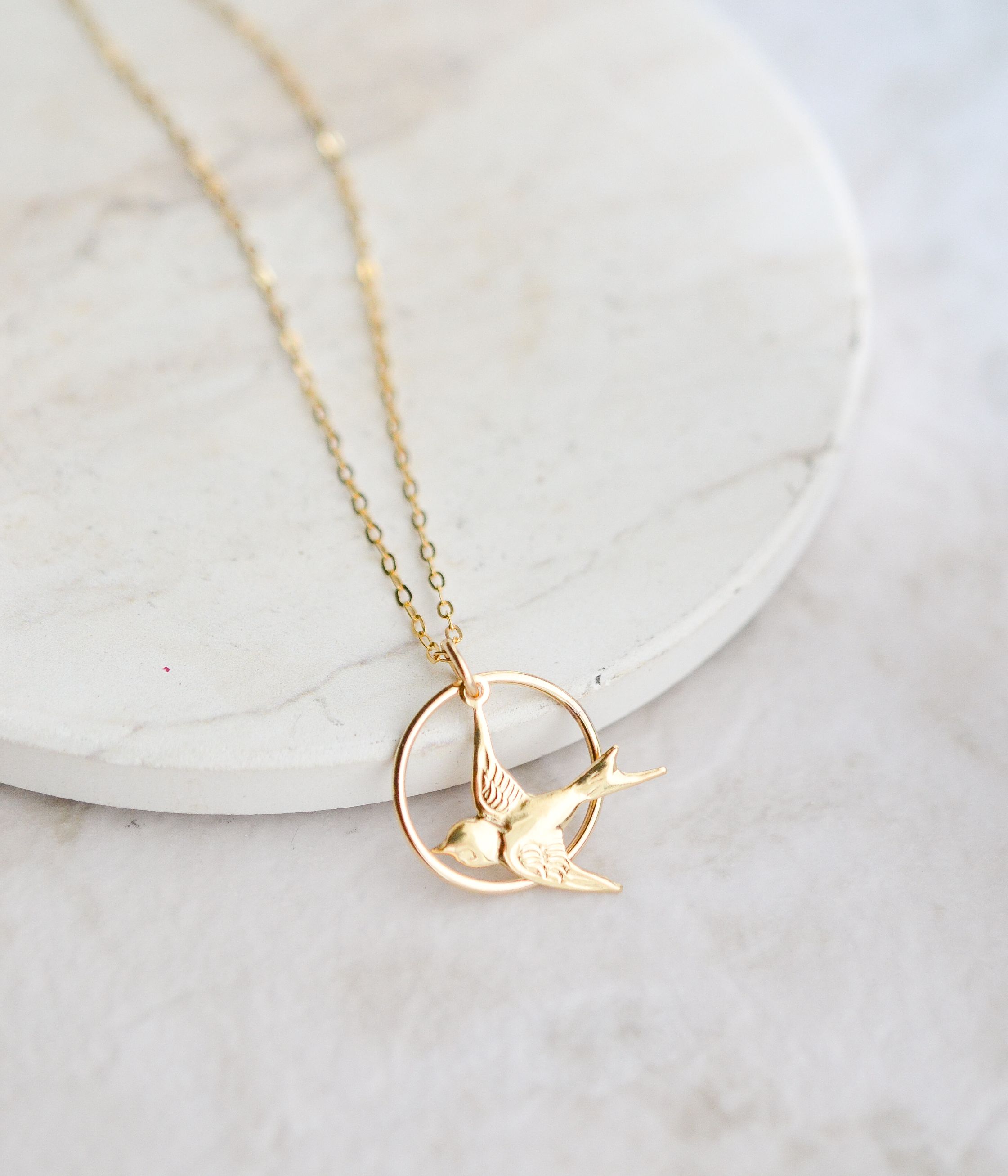 Gold Swallow Song Bird Necklace