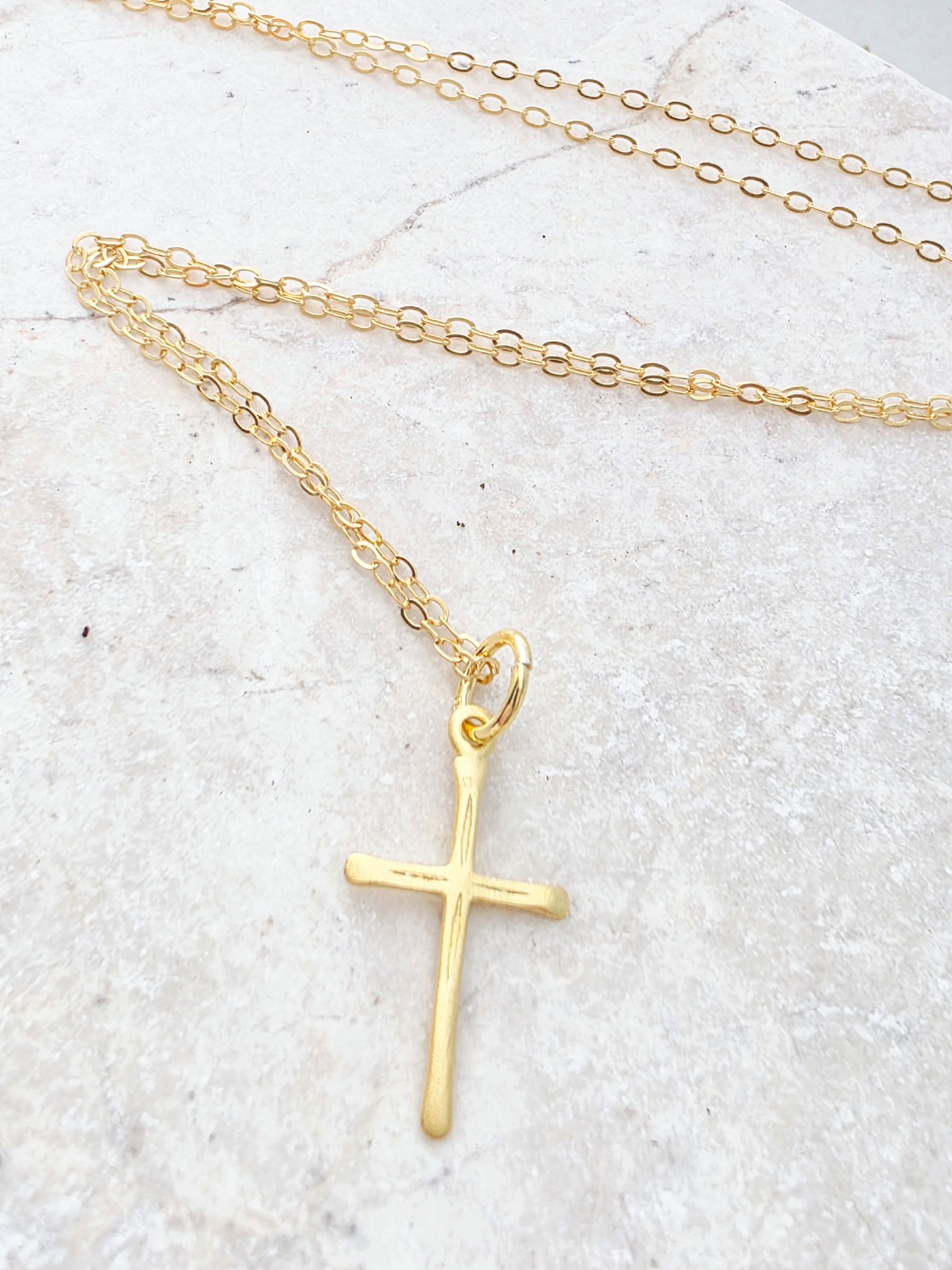 Gold over Sterling Silver Cross Necklace