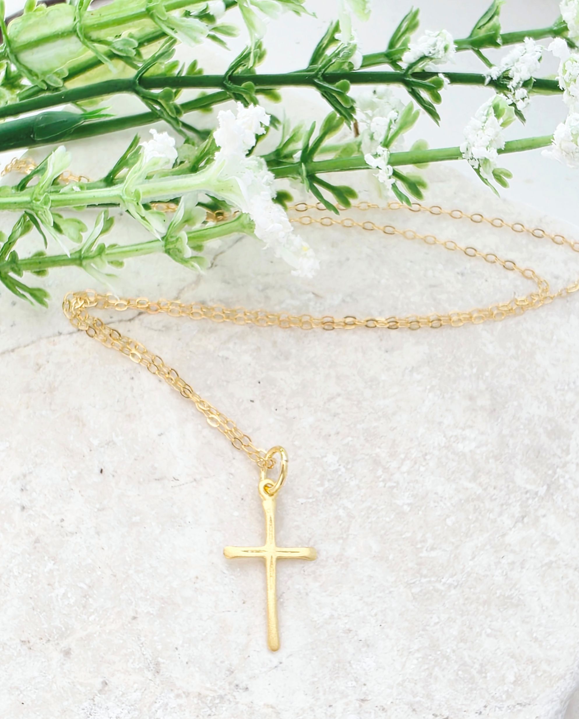 Gold over Sterling Silver Cross Necklace
