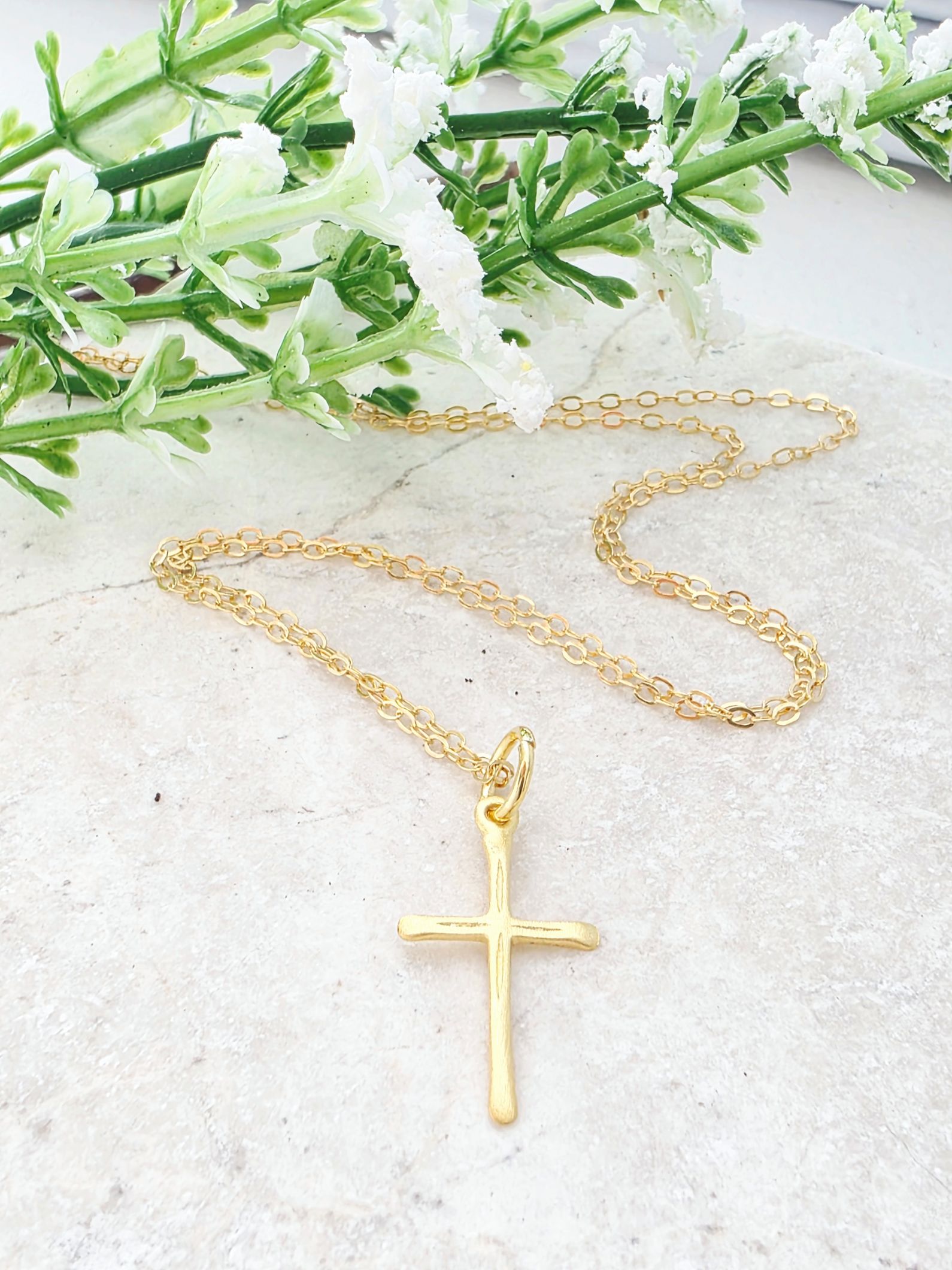Gold over Sterling Silver Cross Necklace