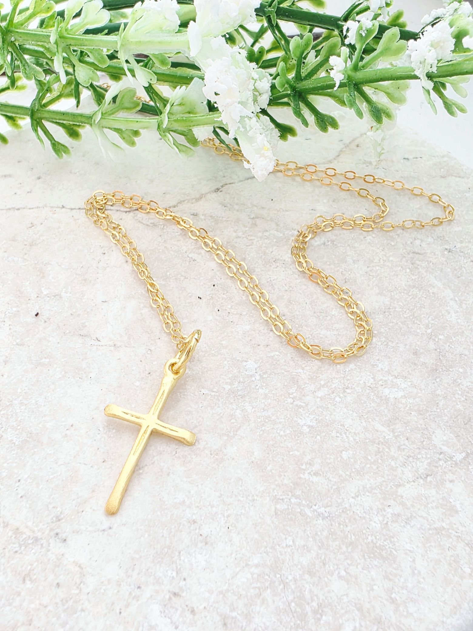 Gold over Sterling Silver Cross Necklace