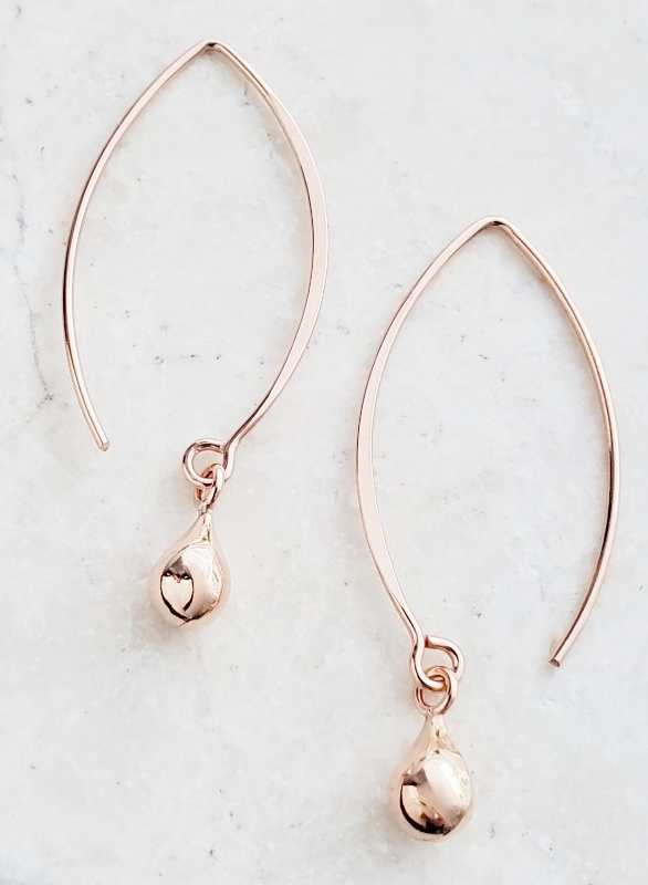 Rose Gold Medium Marquis Droplet Earrings