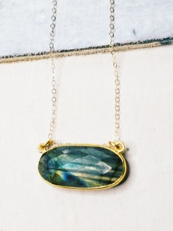 Floating Labradorite Gold Necklace