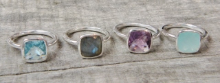 Chalcedony Cushion Ring in Sterling Silver