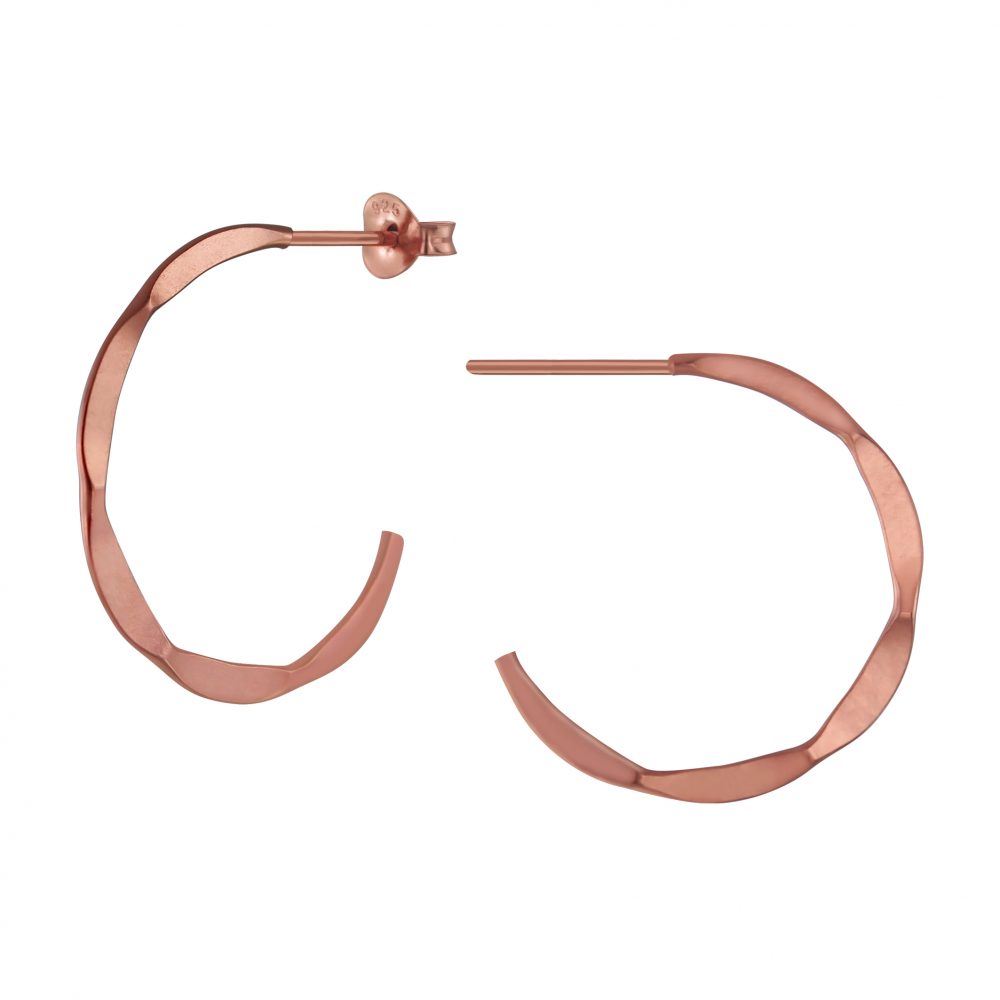 Rose Gold Hammered Hoops Earrings