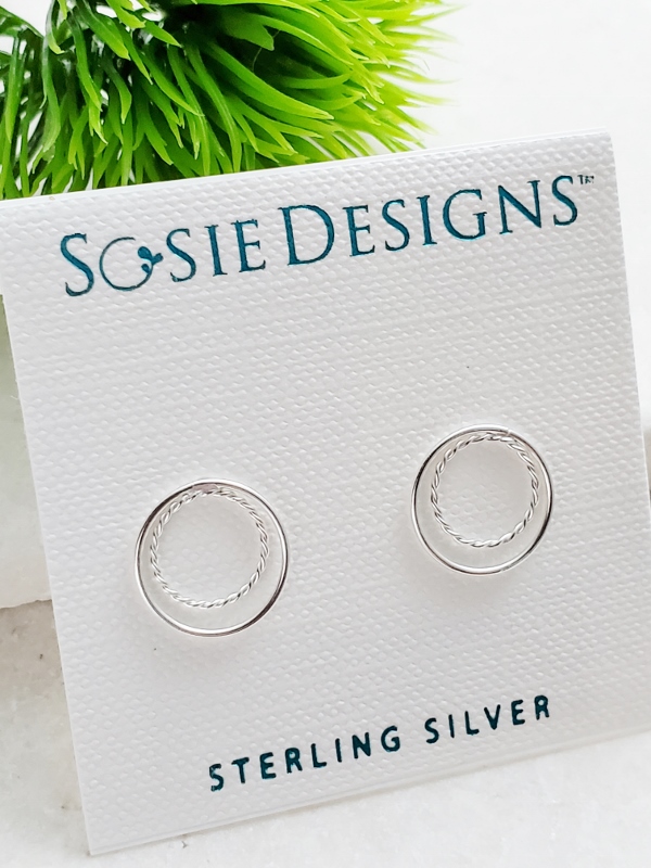 Silver Double Circle Studs