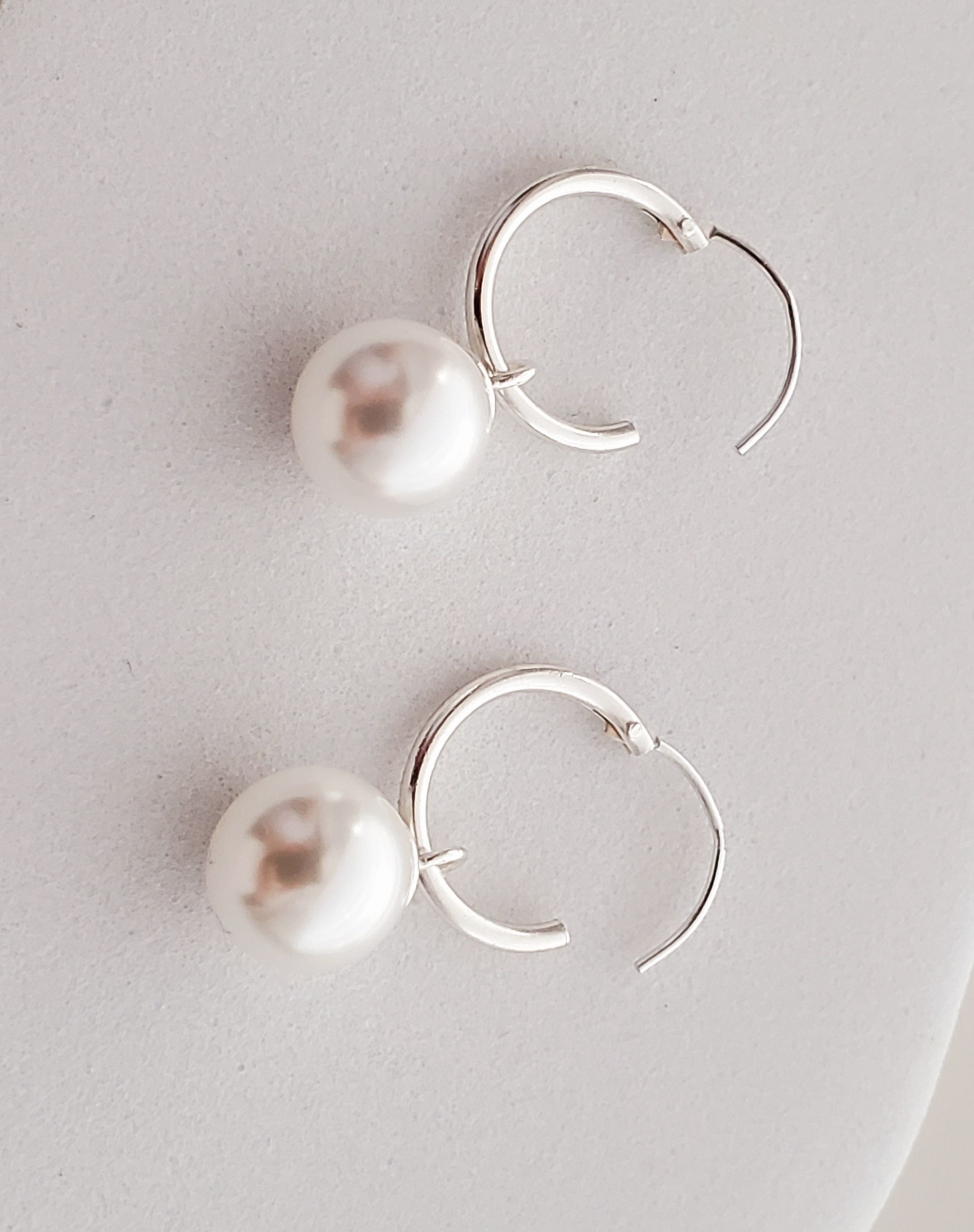 Sterling Silver  Endless Hoop w/ Crystal Pearls