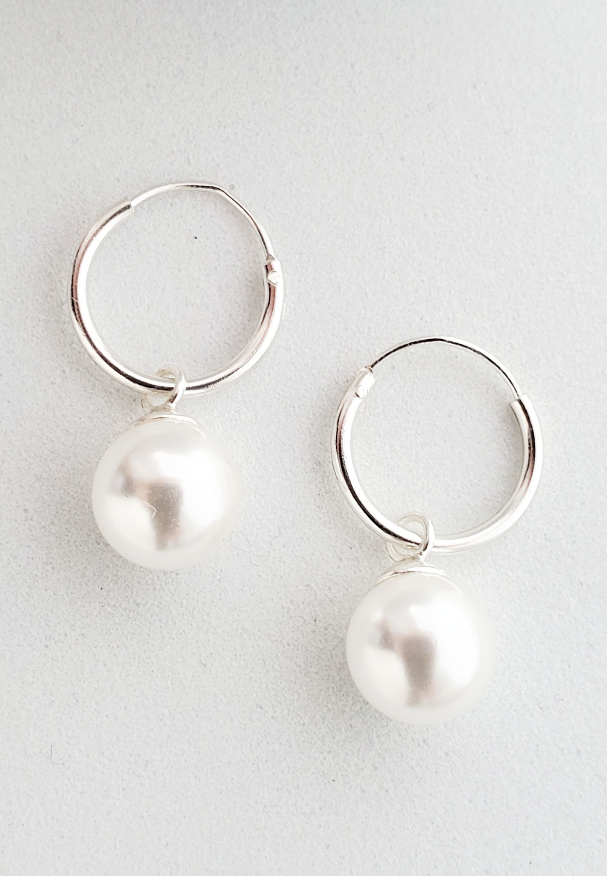 Sterling Silver  Endless Hoop w/ Crystal Pearls