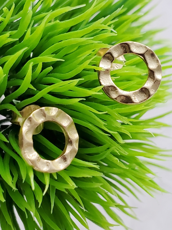 Gold Hammered Circle Studs