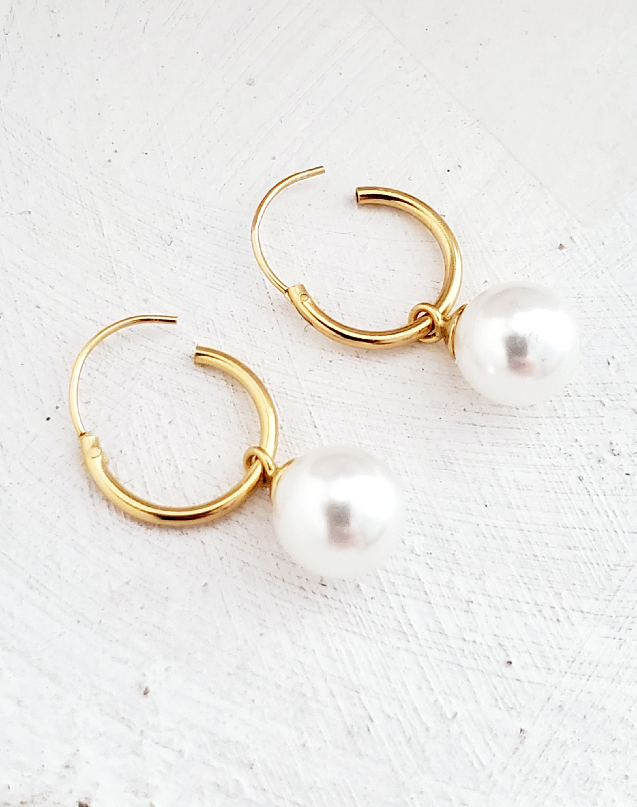 Gold Over Sterling Silver Endless Hoop w/ Crystal Pearls
