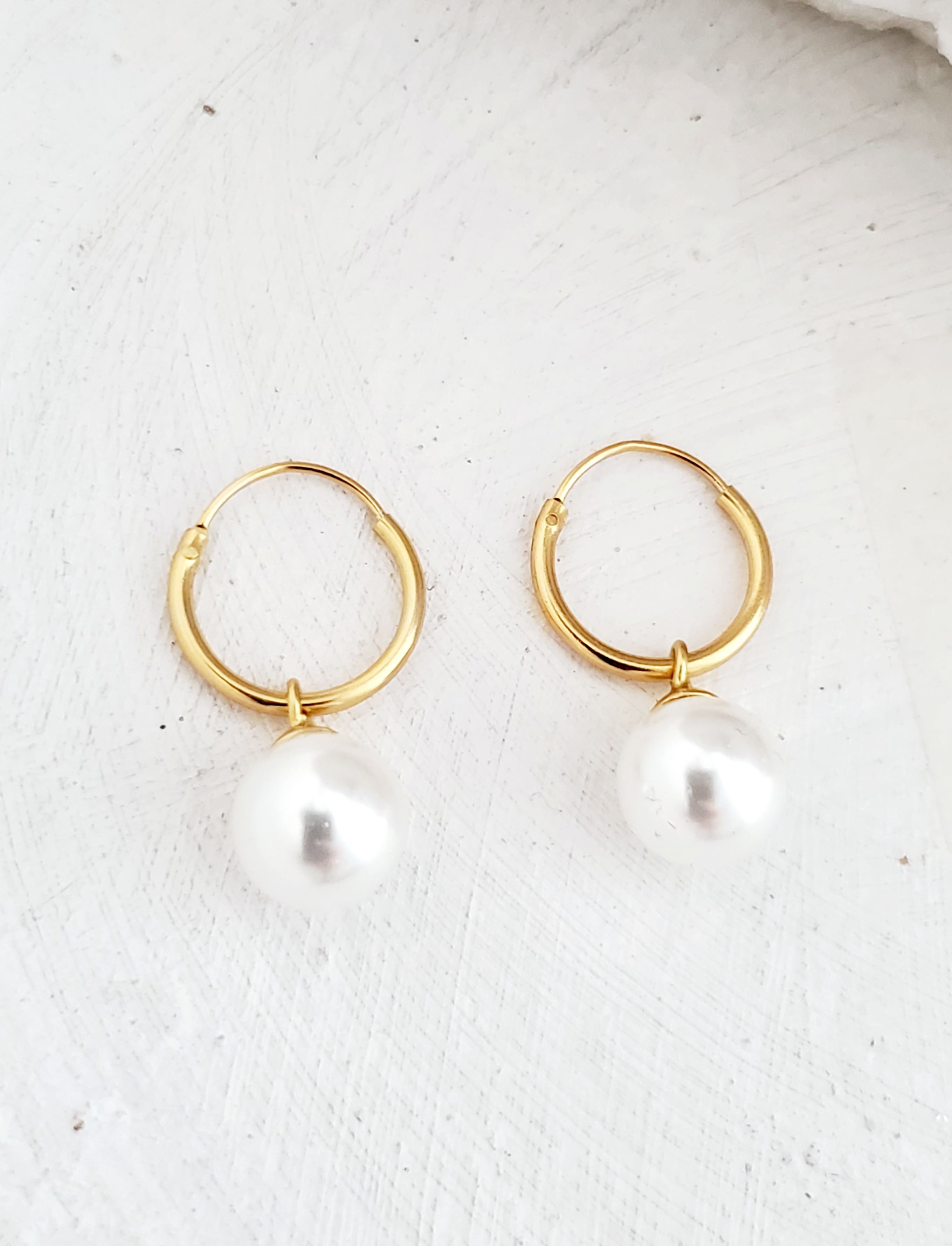 Gold Over Sterling Silver Endless Hoop w/ Crystal Pearls