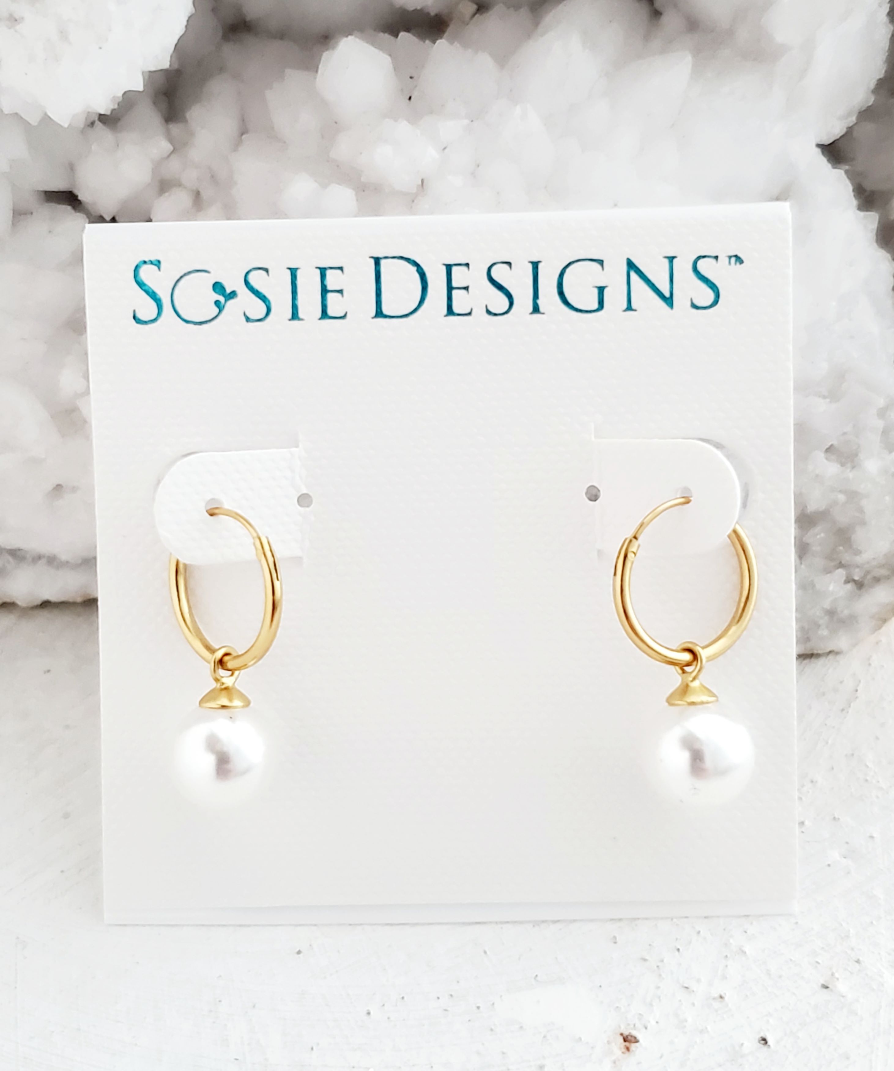 Gold Over Sterling Silver Endless Hoop w/ Crystal Pearls