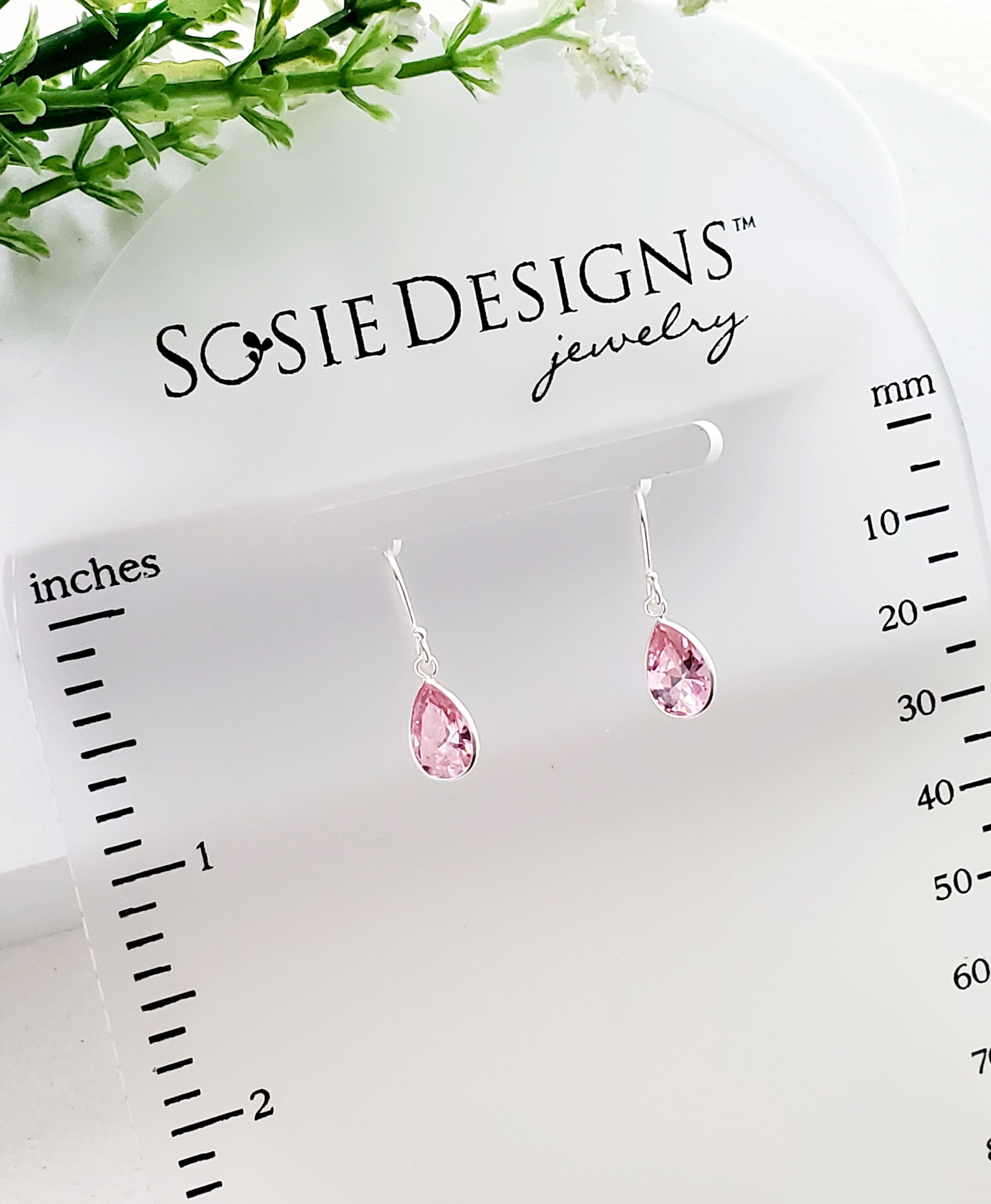 Sterling Silver CZ Teardrop - Rose