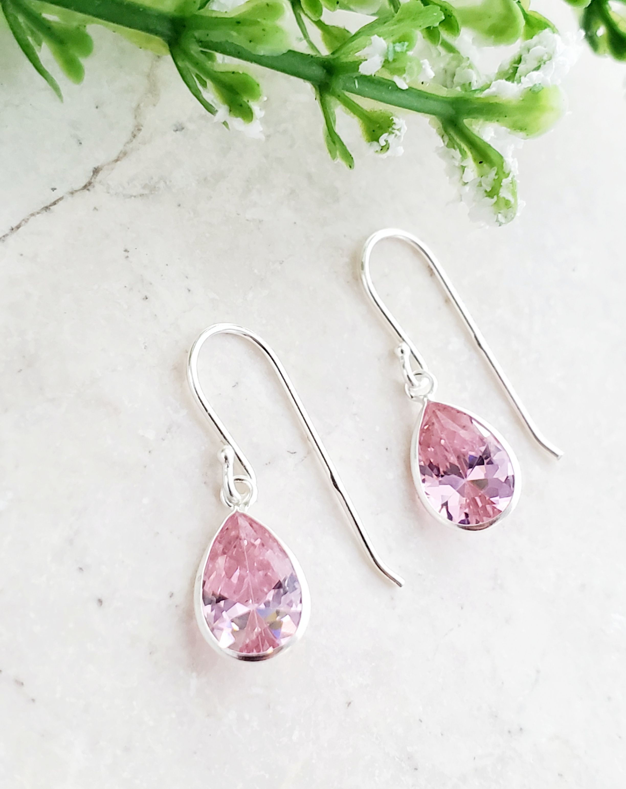 Sterling Silver CZ Teardrop - Rose